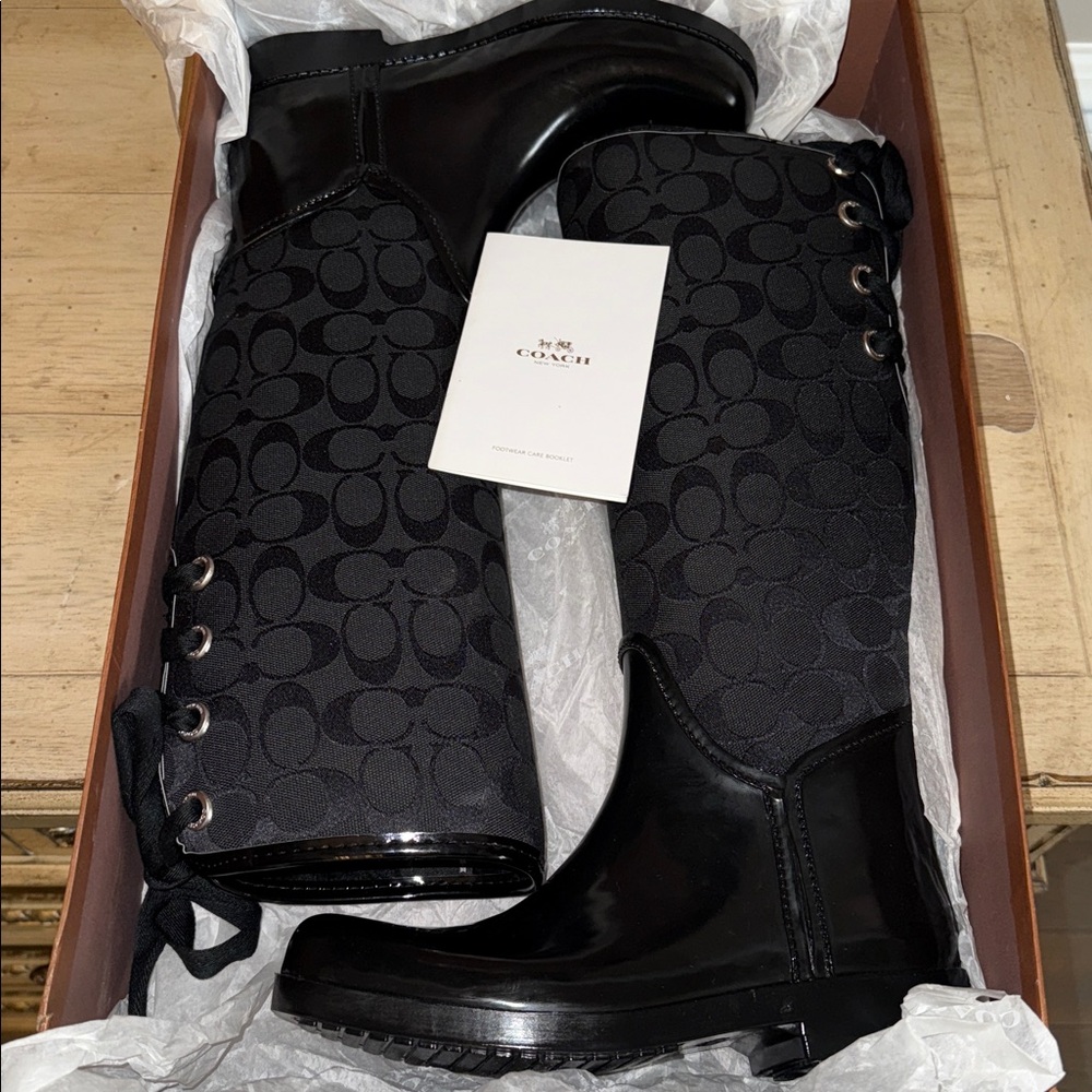 New in box Coach Tristee rain boot